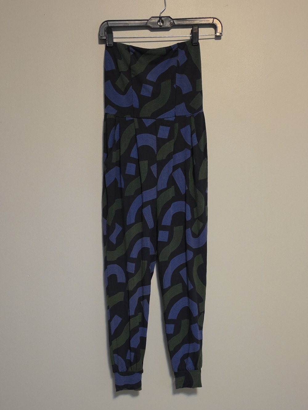 Fighting Eel Abstract Pattern Strapless Jumpsuit - Blue & Green